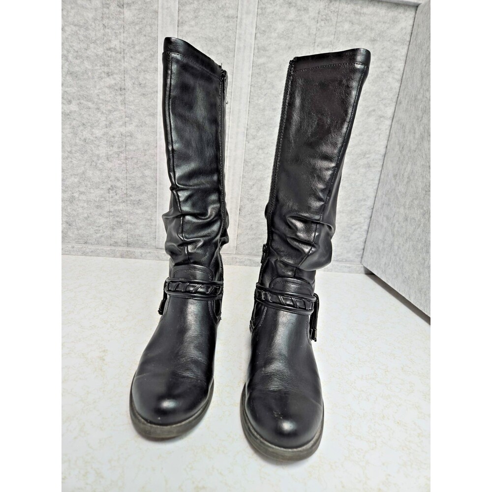 Baretraps Clora Womens 8M Black Boots BTF16-10624-032-78 Tassels Zip 15 inch tal